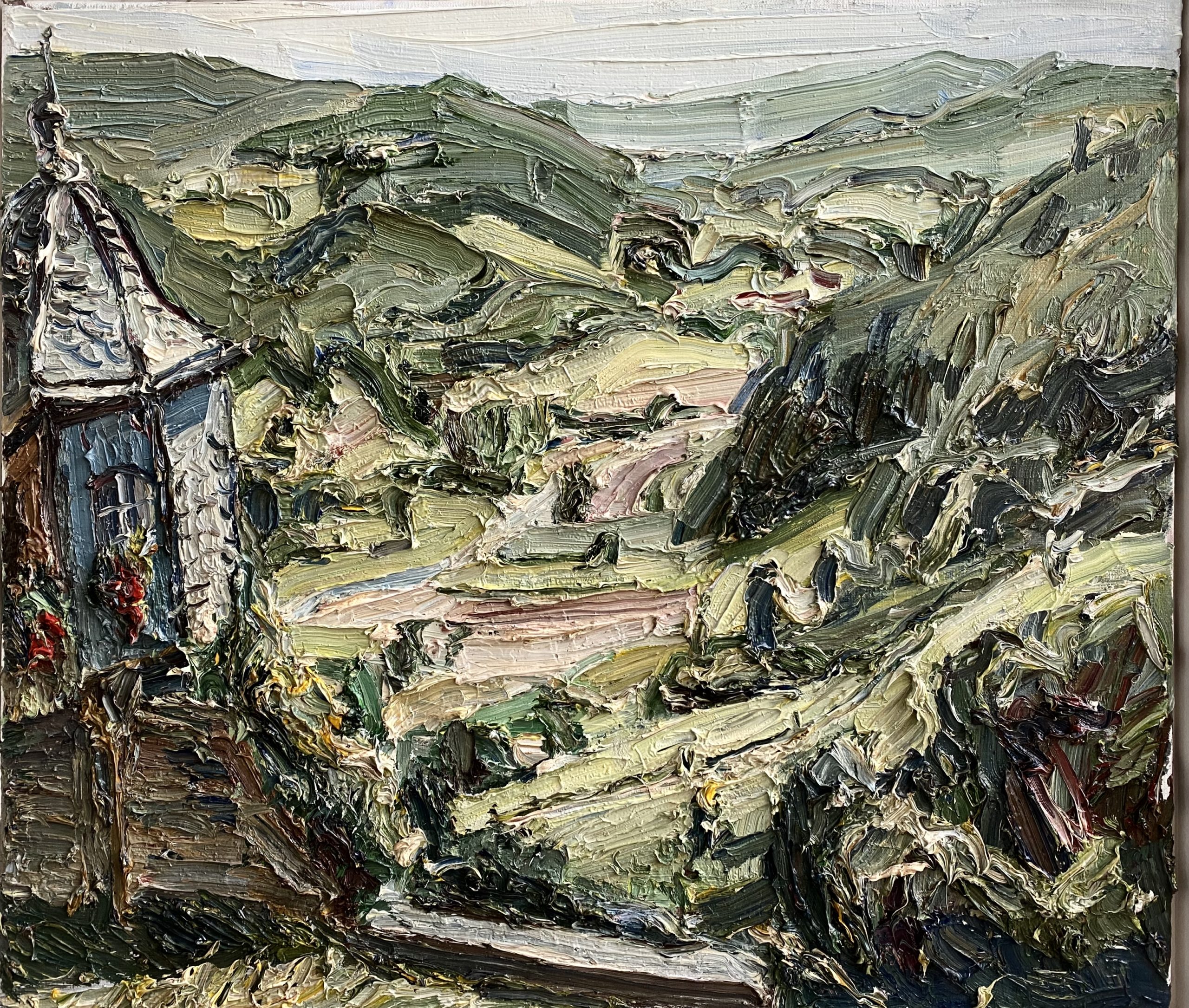 Lehmpfuhl_Christopher_Blick in den Odenwald, 2002, 70x80cm, Öl: Leinwand