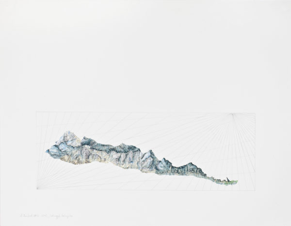 Schnapfenlochspitze, Collage mit Bleistiftzeichnung aus Schweizer Bergkarte