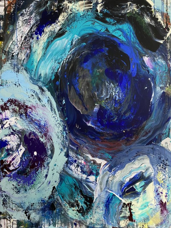 Veronika Krobs/Blossom & Balls Series: BLUE HOUR, Acrylic on Canvas, 160x120 cm, 2020